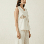 Top In Box Pleat with Embroidery Design - Western Era Tops for women