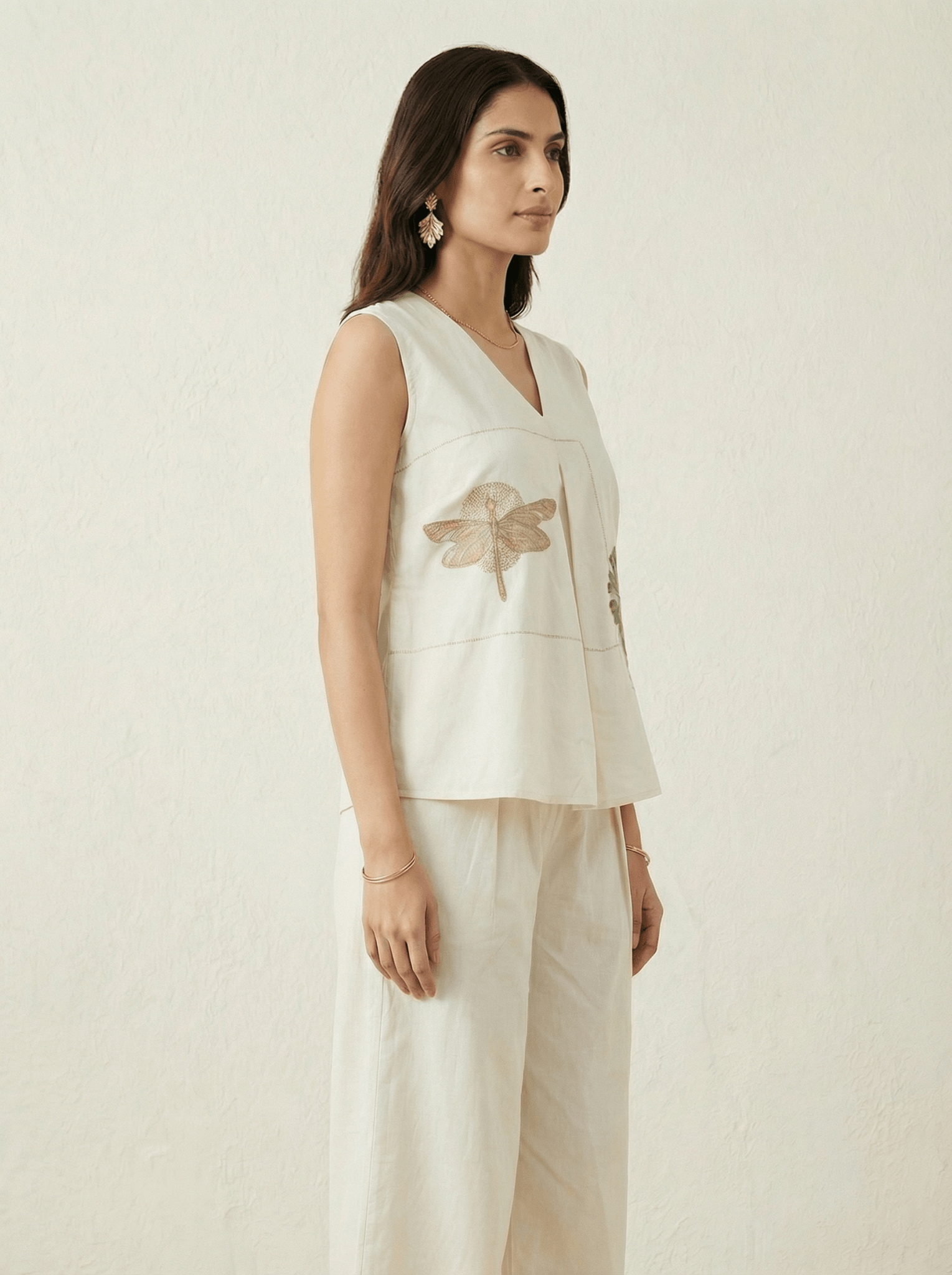 Top In Box Pleat with Embroidery Design - Western Era Tops for women