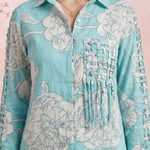 Turquoise Floral Shirt With Front Pocket Co - ord Set - Western Era Co - ord set for women