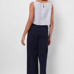 V Neck Blue Yarn Dyed Casual Top - Western Era Tops for women