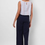 V Neck Blue Yarn Dyed Casual Top - Western Era Tops for women