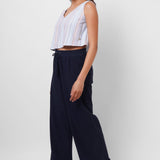 V Neck Blue Yarn Dyed Casual Top - Western Era Tops for women