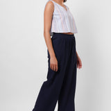 V Neck Blue Yarn Dyed Casual Top - Western Era Tops for women