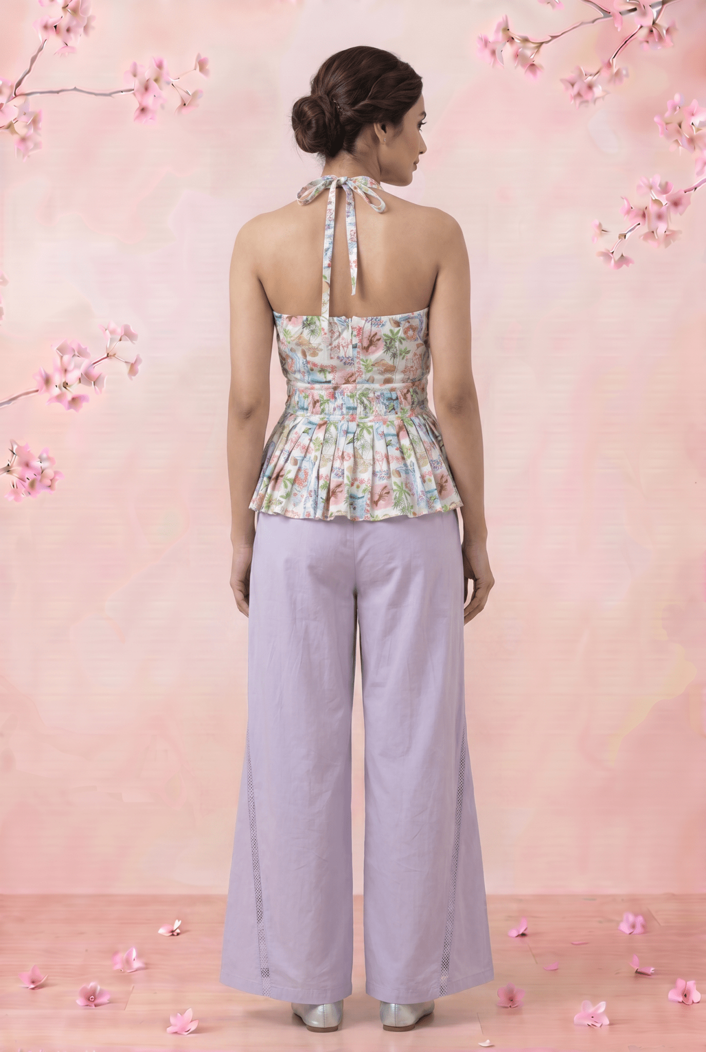 V - Neck Pleated Floral Print Flare Top - Western Era Tops for women