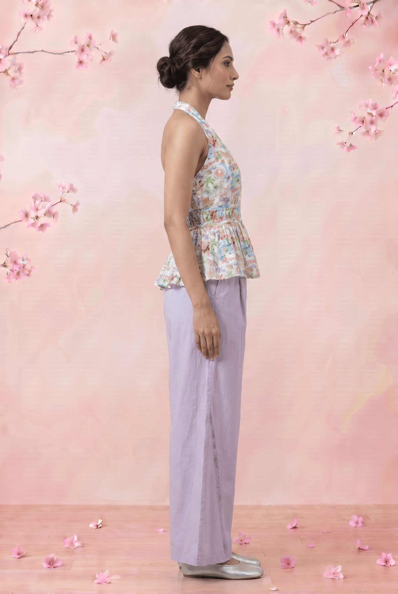 V - Neck Pleated Floral Print Flare Top - Western Era Tops for women