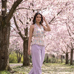 V - Neck Pleated Floral Print Flare Top - Western Era Tops for women