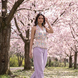 V - Neck Pleated Floral Print Flare Top - Western Era Tops for women