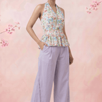 V - Neck Pleated Floral Print Flare Top - Western Era Tops for women