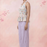 V - Neck Pleated Floral Print Flare Top - Western Era Tops for women