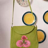 Velina Floral embroidered green bag - Western Era Bags for women
