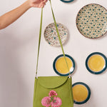 Velina Floral embroidered green bag - Western Era Bags for women