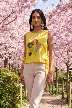 Versatile Overtop Delicate Floral Embroidery With Side Knot Overtop - Western Era Tops for women