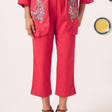 Veyona Red Regular Fit Cotton Trouser - Western Era trousers for women