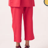 Veyona Red Regular Fit Cotton Trouser - Western Era trousers for women