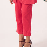 Veyona Red Regular Fit Cotton Trouser - Western Era trousers for women