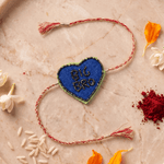 Vibrant Blue Heart Shaped Bead Work Rakhi - Western Era Rakhi for women