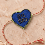 Vibrant Blue Heart Shaped Bead Work Rakhi - Western Era Rakhi for women