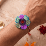 Vibrant Floral Motif with Multicolor Beadwork Rakhi - Western Era Rakhi for women