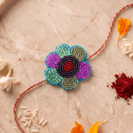 Vibrant Floral Motif with Multicolor Beadwork Rakhi - Western Era Rakhi for women