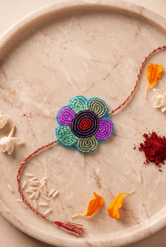 Vibrant Floral Motif with Multicolor Beadwork Rakhi - Western Era Rakhi for women
