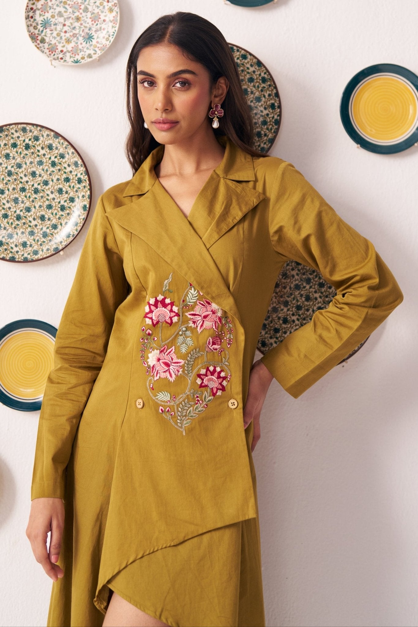 Waist Embroidered Jacket Dress - Western Era Dresses for women