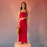 Crimson and Ivory Bandhani Tie Dye Dress