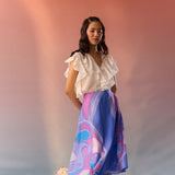 Blue Yin Yang Face Print Skirt