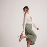 Sage Green Skirt With Front Slit and Side Pocket - Western Era  Bottoms