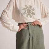 Sage Green Skirt With Front Slit and Side Pocket - Western Era  Bottoms