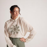 Off-White Top With Front Patch Zari Work Mandala Embroidery - Western Era  Embroidery