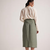 Sage Green Skirt With Front Slit and Side Pocket - Western Era  Bottoms