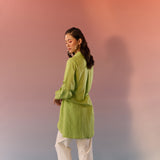 Green Tie Dye Angrakha Wrap Shirt