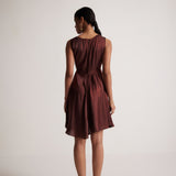 Wine Red Party Wear Dress With Front Pleats - Western Era  Dresses