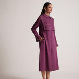 Purple Long Shirt Dress With Stone Chain On Layered Collar - Western Era  Dresses