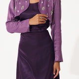 Satin Dress With Embellished Crop Jacket