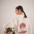 White Balloon Sleeves Face Embroidery Shirt With Rose Stich Button - Western Era Tops for women