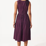 Wine Cotton Corset Dress with Gathers - Western Era Dresses for women