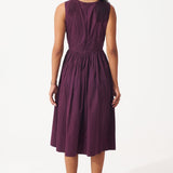 Wine Cotton Corset Dress with Gathers - Western Era Dresses for women