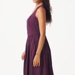 Wine Cotton Corset Dress with Gathers - Western Era Dresses for women