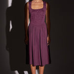 Wine Cotton Corset Dress with Gathers - Western Era Dresses for women