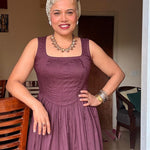 Wine Cotton Corset Dress with Gathers - Western Era Dresses for women