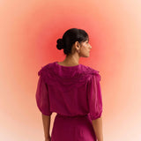 Wine Double Layered Scalloped Embroidered Top - Western Era Tops for women