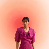 Wine Double Layered Scalloped Embroidered Top - Western Era Tops for women