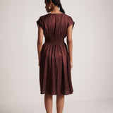 Wine Red Event Wear V - Neck Dress With Front Pin Tucks - Western Era Dresses for women