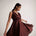 Wine Red Party Wear Dress With Front Pleats - Western Era Dresses for women