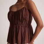 Wine Sleeveless Peplum Top With Gather On Waist - Western Era Tops for women