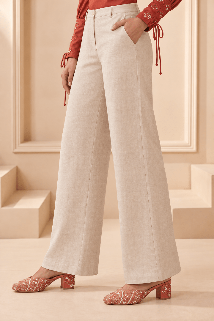 Women's Off-White Formal Stat Fit pant - Western Era Co-ord set for women