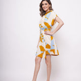 Wrap Around Yellow Bold Print Short Dress - Western Era Dresses for women