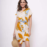 Wrap Around Yellow Bold Print Short Dress - Western Era Dresses for women