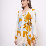 Yellow Bold Print Long dress With Side Keyhole - Western Era Dresses for women